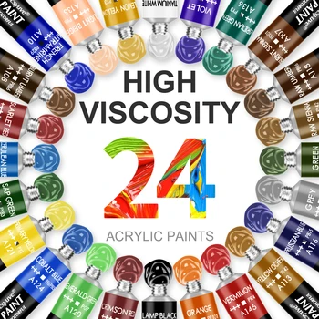 Locsyuve Skup akrilnim bojama premium 24 Boje Akrilne boje 0,74 oz (22 ml) je Siguran za Djecu i odrasle Idealan set za Početnike