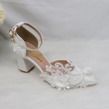 BaoYaFang/ Bijele cipele-brod s cvjetnim uzorkom, Novi upis, ženske svadbene cipele za mladenke, ženske cipele na platformu i visoku petu cipele, ženske večernje cipele od manekenske