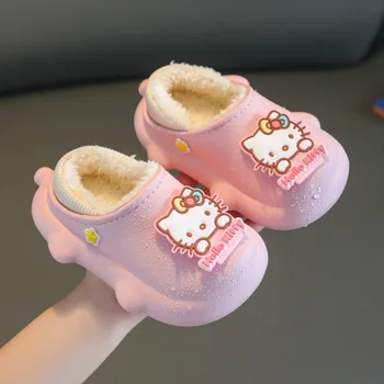 Kawaii Sanrio Pamučne Papuče Mačka Куроми Mymelody Cinnamoroll Slatka Anime Dječji Zimske Vodootporne Pliš Papuče Poklon Igračka Za Djevojčice