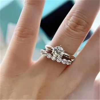 CC 1 Karat Vjenčano Prstenje Za Žene Srebrna Boja Nakit Pribor Set Prstenova Zaruka Izravna Dostava CC3119