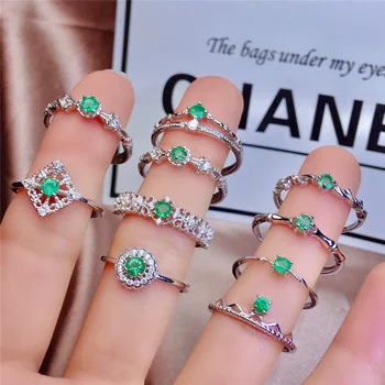 Tanki prsten s prirodnim smaragdu, Srebro prsten S925, Izuzetna prsten, Prsten je u neogotičkom stilu, Blagi prsten, Nakit s smaragdu