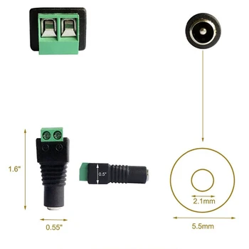 10шт Priključak dc Kamera za video nadzor 5,5 mm x 2,1 mm Kabel za Napajanje dc Штекерный Priključak za Adapter za Priključak 5,5*2,1 mm za povezivanje led trake