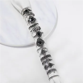 CC Prsten Za Žene 15 kom. Joint Ring Set Vintage Boem Gorski Kristal Cvijet Oblik Šuplje Dizajn Šarm Svadbeni Nakit Darove YH702