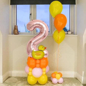 42 kom. Mini Patka Baloni Skup domaćih Životinja, Folija Baloni sa 30 cm Rose Gold Broj Balon na Dan Rođenja Dječji Tuš Večernje Dekor