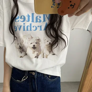Hahayule Godišnje Unisex Korejski Moda Harajuku Ulica Majica Sa Po Cijeloj Površini Psi Kawaii Ulzzang Top Grunge Y2k Estetski Ženska Majica