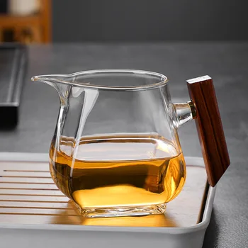 Drveni vrabac šalica Japanska drvena ručka staklo sajam šalica prozirna ovojnica boja Bodhi čaj dispenzer drvena bočna ručka čaj more