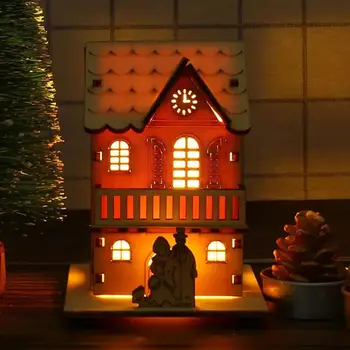 Božićni Led Svjetiljka Drvena Kuća Božićno Drvce Decorartion Ukras Poklon Žarulja Led Rekvizite Svijeća Nevjerojatan Kuća Noćni Privjesak A9x0