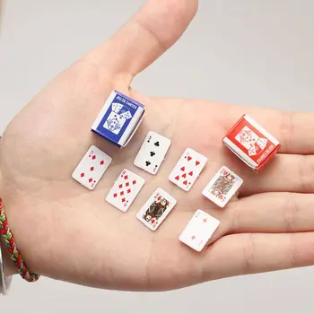 1 Komplet Mini-Igraće Karte Papir Poker 15x11 mm Model Slatka Minijaturne Igračke, Ukrasni Mali Špil Za dollhouse Pribor Kartaška Igra