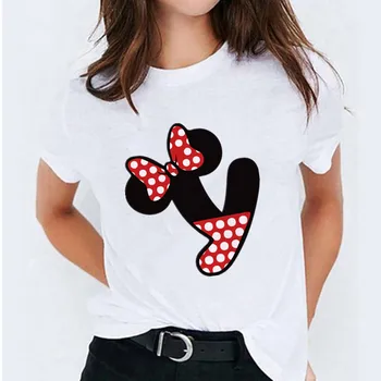 Majica sa po cijeloj površini Minnie Mouse, Ženska Kombinacija Slova s Korisničkim imenom, Ženski Kvalitetna majica, font Disney, Majica Kratkih Rukava