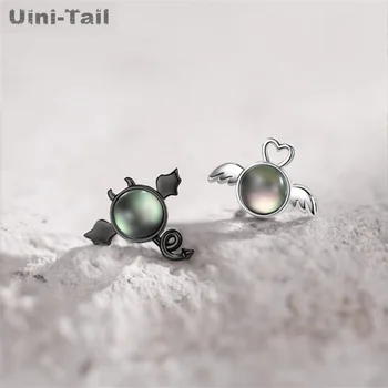 Uini-Tail vruće nove naušnice od tibetanskog srebra 925 sterling sa anđeo i vrag, нишевый dizajn, slatka, slatka, romantična, dinamična, kvalitetan nakit