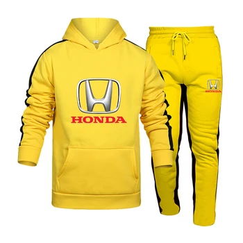 Honda Logo Ispis Muška Odijela S Kapuljačom Sportski Odijelo 2022 Jesen Zima Pamuk Runo Topla 2 kom. Majica Prugasta + Muške Hlače Setove Sportska Odjeća