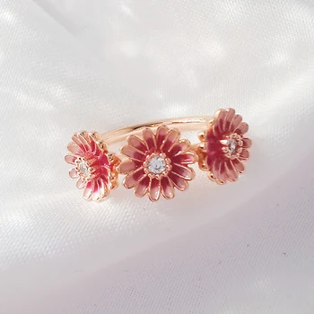 Pogodan Izvorni Autentično Prsten Od 925 Sterling Srebra Sa Ružičastim Cvijetom Tratinčice Za Žene, Moderan Luksuzni Nakit Za Svadbene Zurke